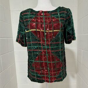 Vtg sequin holiday blouse